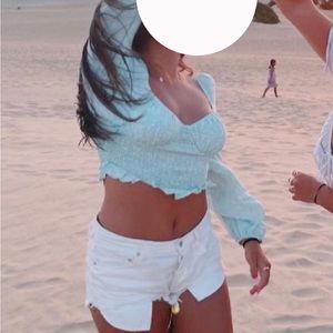 Cotton Candy LA Blue Floral top